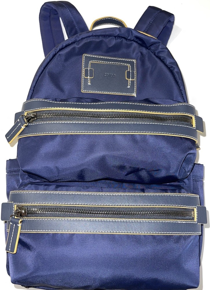 CARAA Apartment Blue Nylon Medium Backpack Zippers Padded Adjustable Straps
