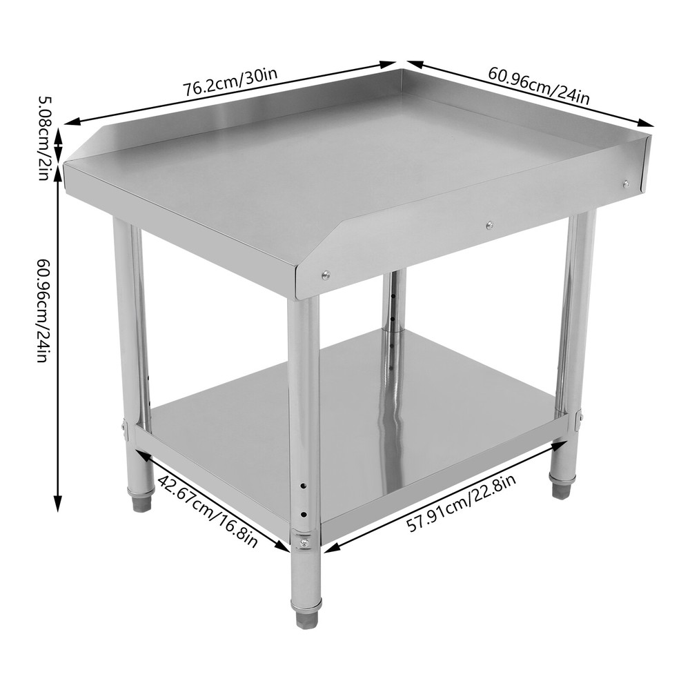Adjustable Work Table Commercial Stainless Steel Prep Table Kitchen w/Backsplash