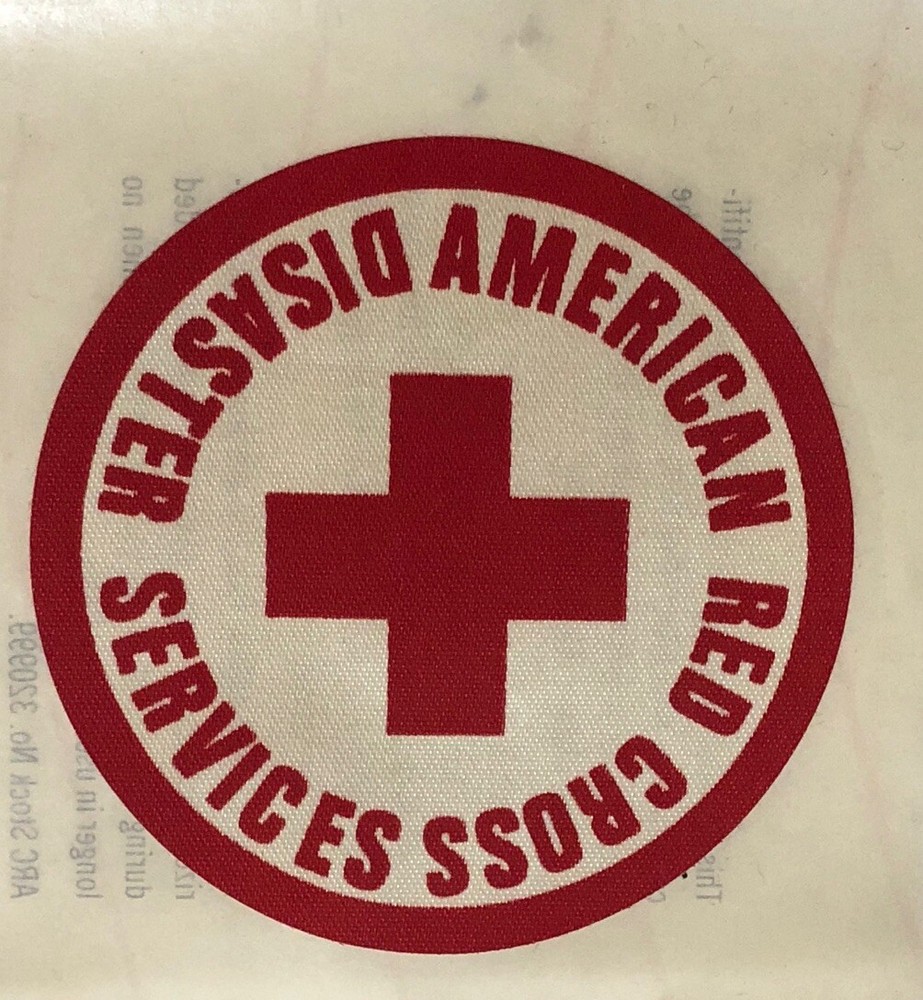 Vintage Red Cross Sleve Sticker Patch that is Unused - Instructions On Back