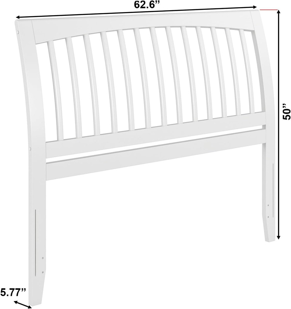 Orleans Queen Sleigh Solid Wood Headboard - Elegant White Finish