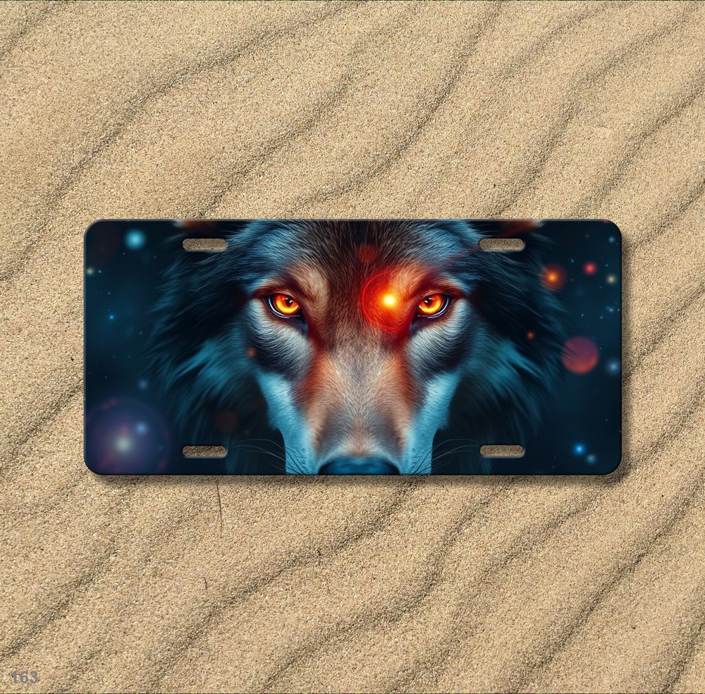 Powerful Wolf License Plate Optional Text Vanity Plate Gift Idea