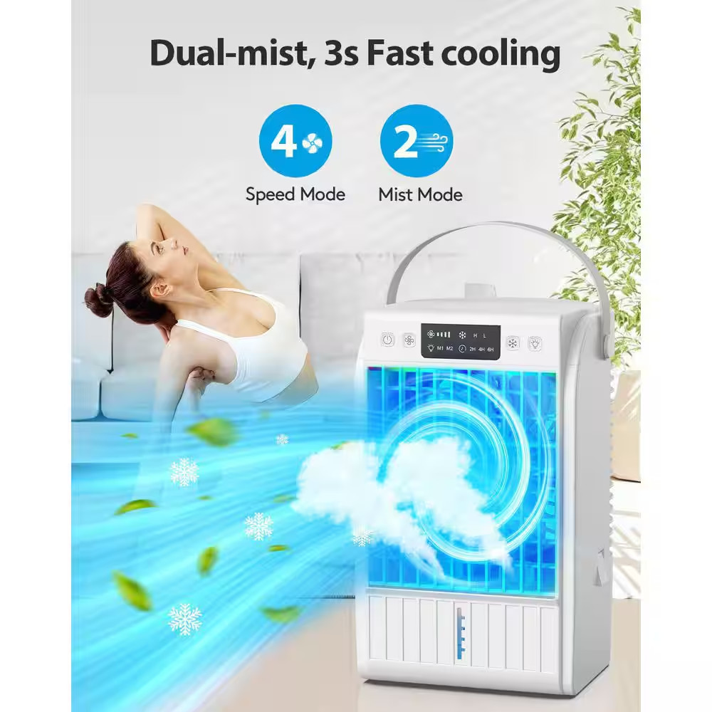 Portable Air Conditioner with 4-In-1 Function, 7 - Color Light, Extended Runtime