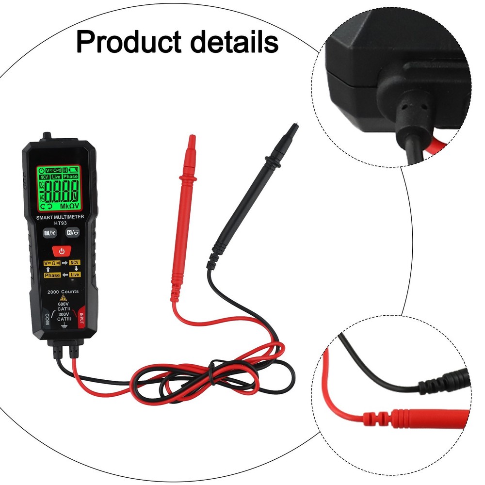Handheld HT93 Multimeter with LED Flashlight and Auto Shutdown Feature