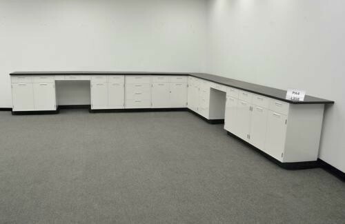 28' Laboratory L Cabinet Group w/ Black Tops / E1-552