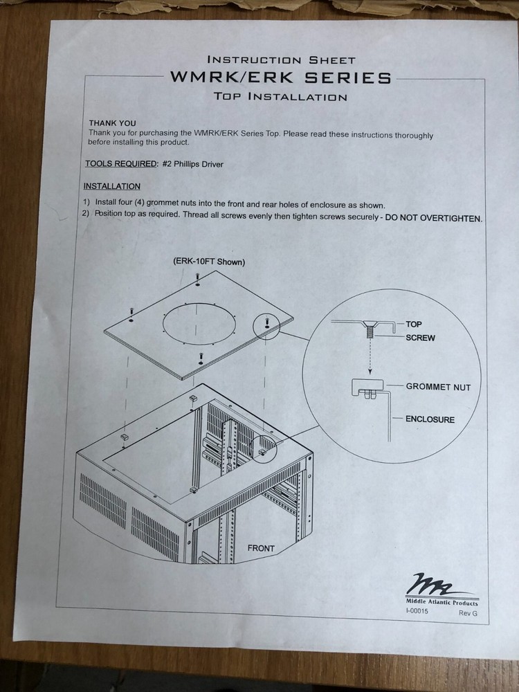 Middle Atlantic ERK-10FT Fan Top