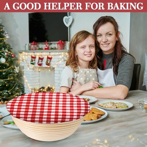 3 Pack Reusable Bowl Covers for Bread Proofing, Red White Gingham Pizza Dough