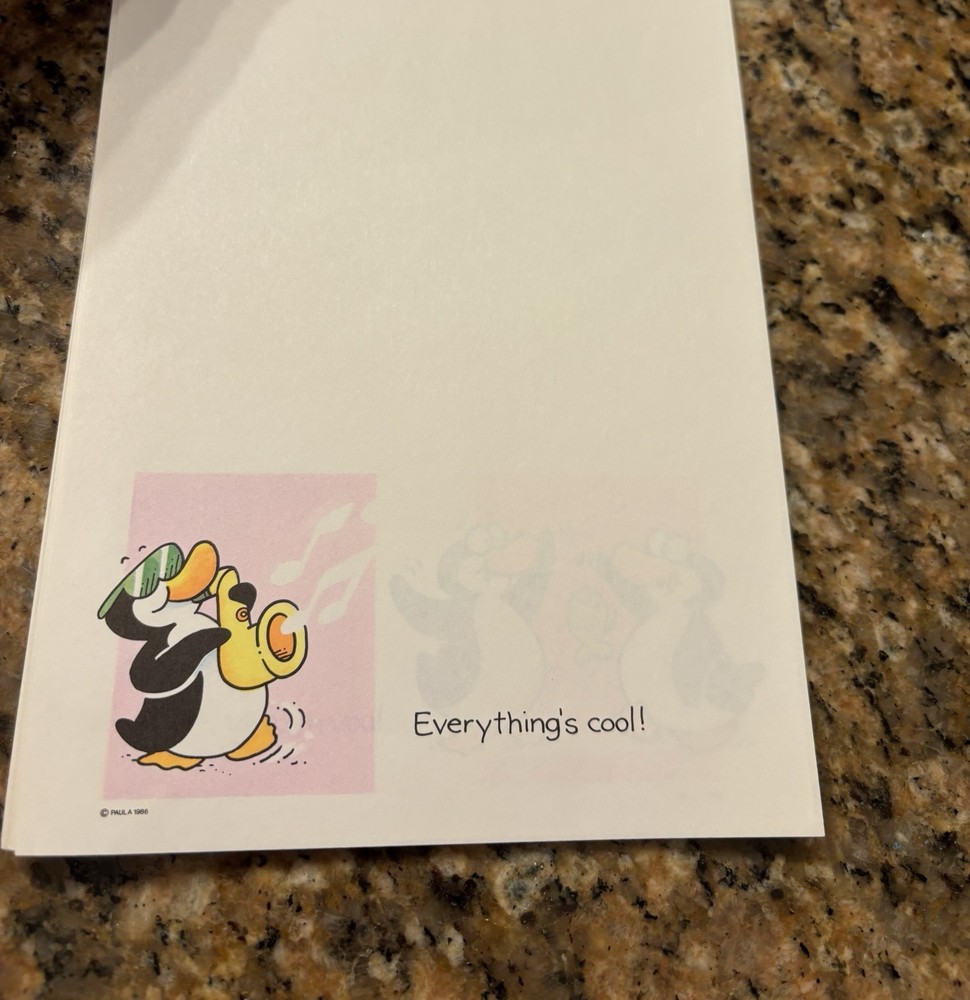 1986 C.M. Paula "A Penguin for your Thoughts!" Notepad Stationery