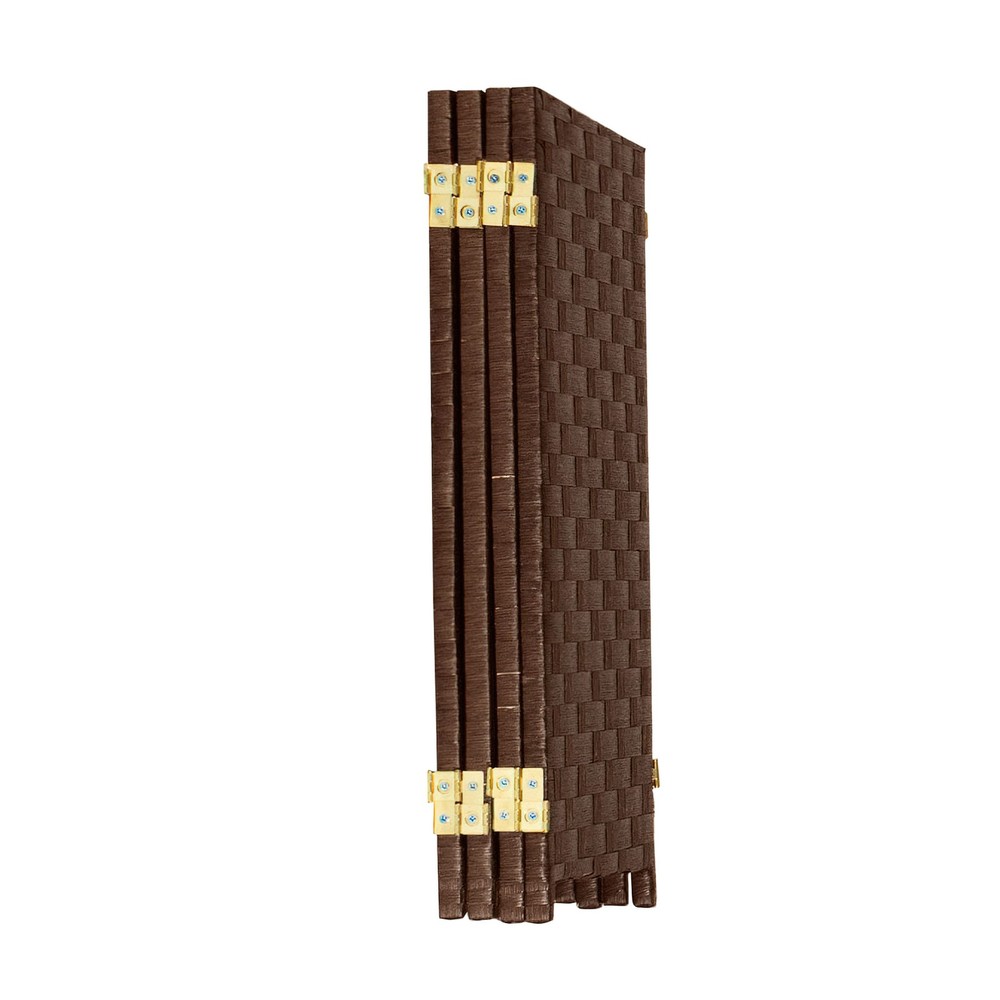 2 ft. Short Woven Fiber Folding Screen - 4 Panel - Dark Mocha