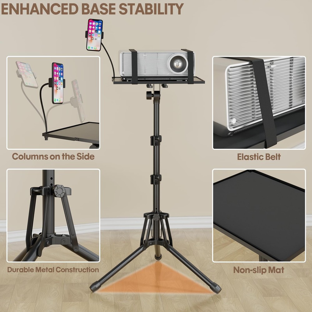 Projector Stand Adjustable Height 20" to 61", Foldable Projector Tripod Stand...