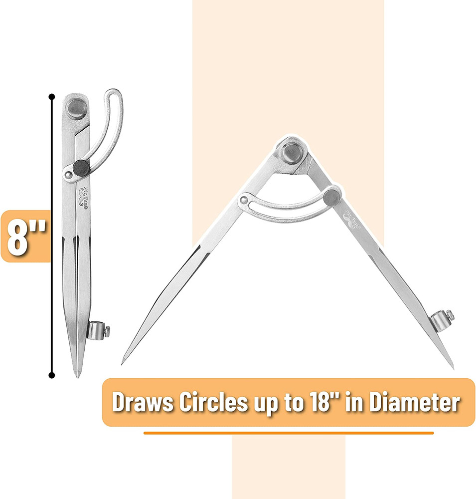 Large Professional Compass for Woodworking and Geometry - Precision Drawing Tool
