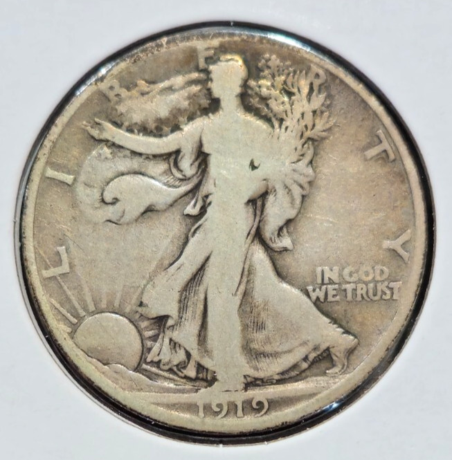 1919-D Walking Liberty Half - Better Grade - Light Toning - Original