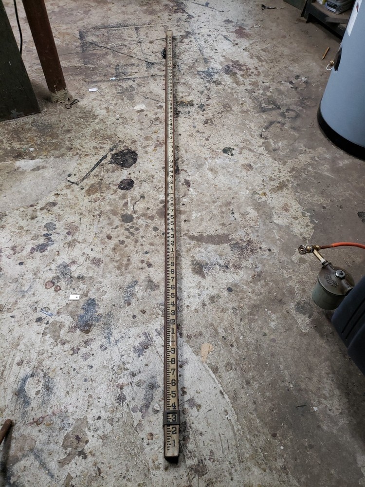 BUFF  Vintage Wood Surveyors Elevation Grading POLE  Approximately 13' 3"