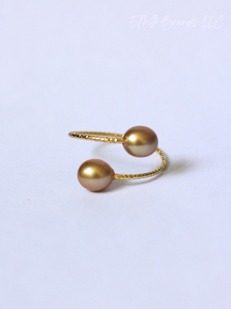 Deep Golden Pearl Bypass Ring