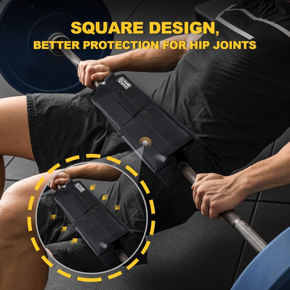 POWER GUIDANCE Square Hip Thrust Pad Barbell Squat Protective Black