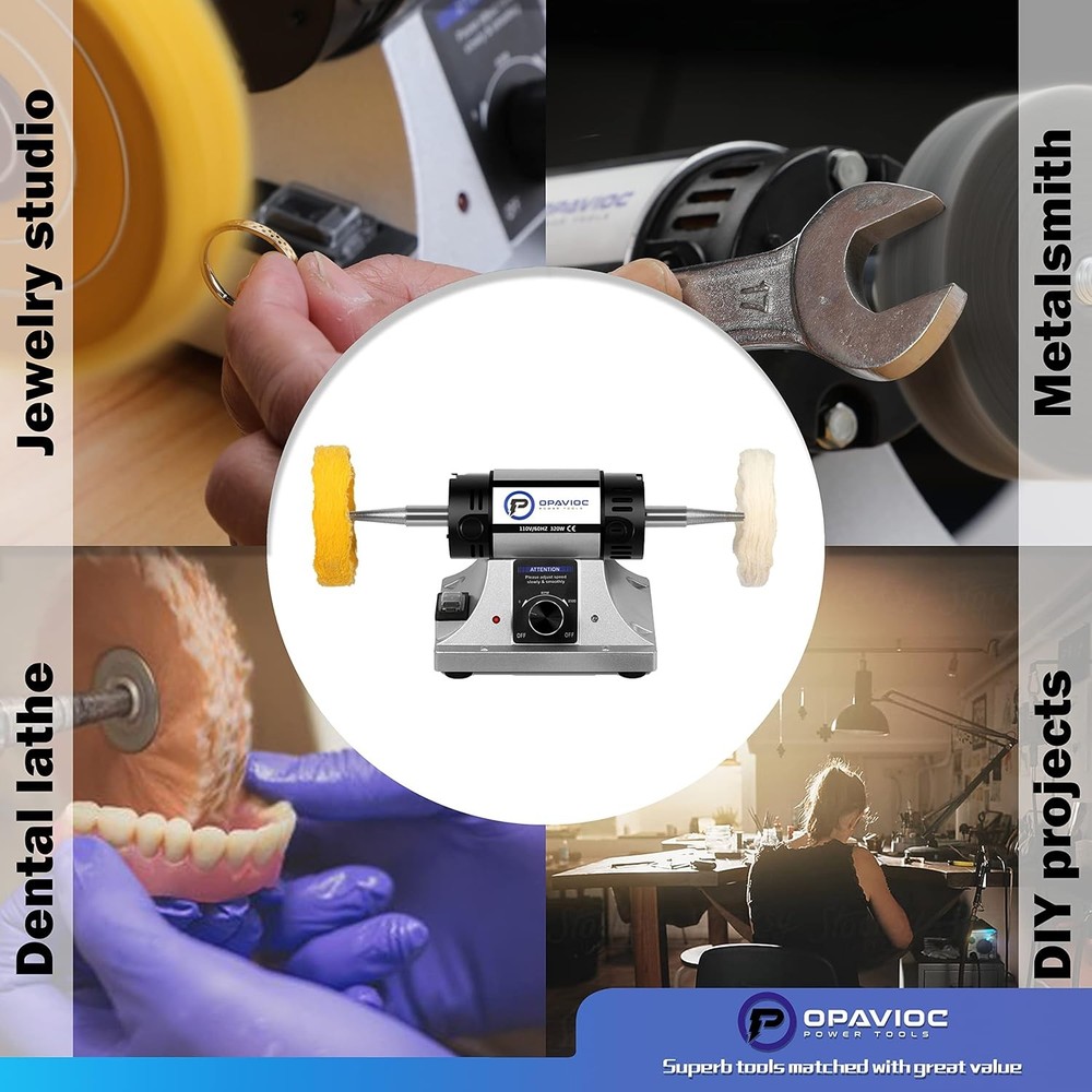 Jewelry Polisher Adjustable Variable Speed Bench Grinder Polishing & Buffing