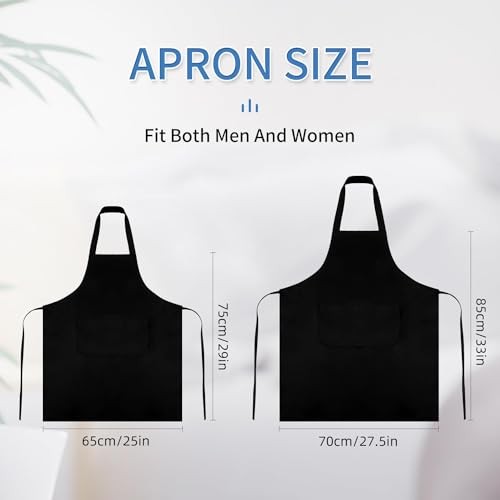 8/12/24 Pack Plain Bib Aprons Bulk, Black Commercial Apron with Standard 8 Pack