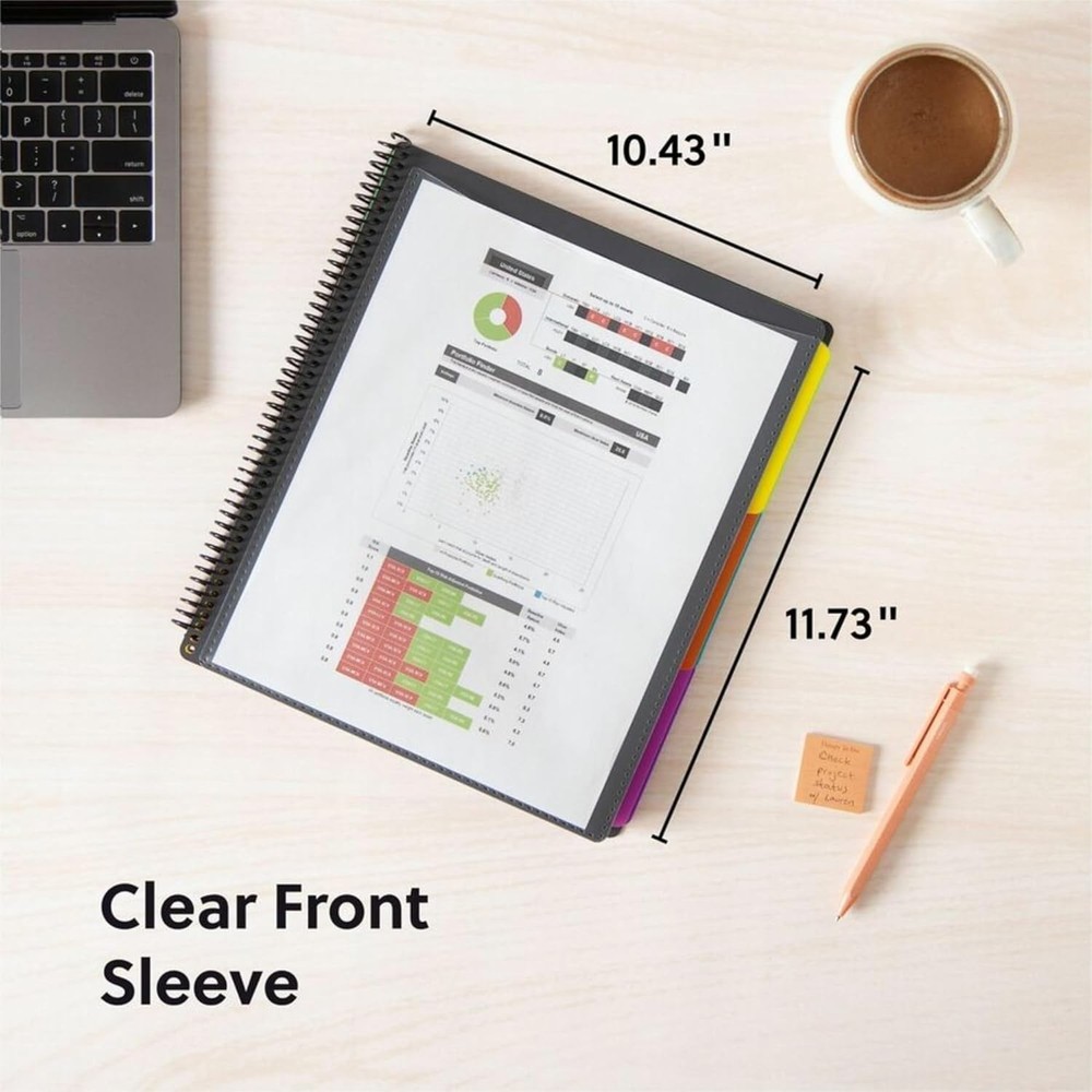 Project Organizer Poly 24 Pockets Letter Size Bright Tabs Water Resistant