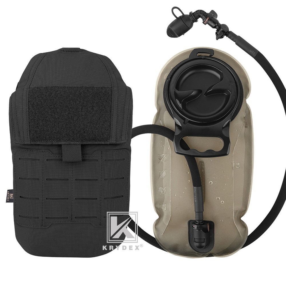 KRYDEX Tactical Hydration Carrier MOLLE Backpack Panel 1.5L Water Bladder Black