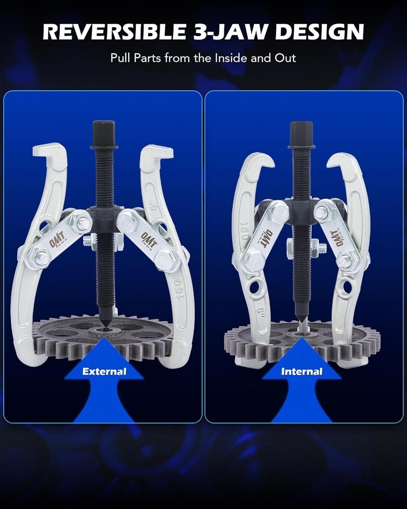 Heavy Duty Pulley Puller with Reversible Jaws - 3 pcs Kit