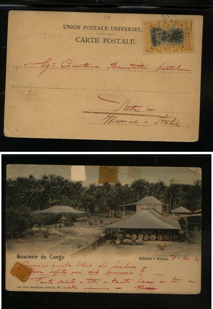 Belgium  Congo  #27  on post  card       MS0726