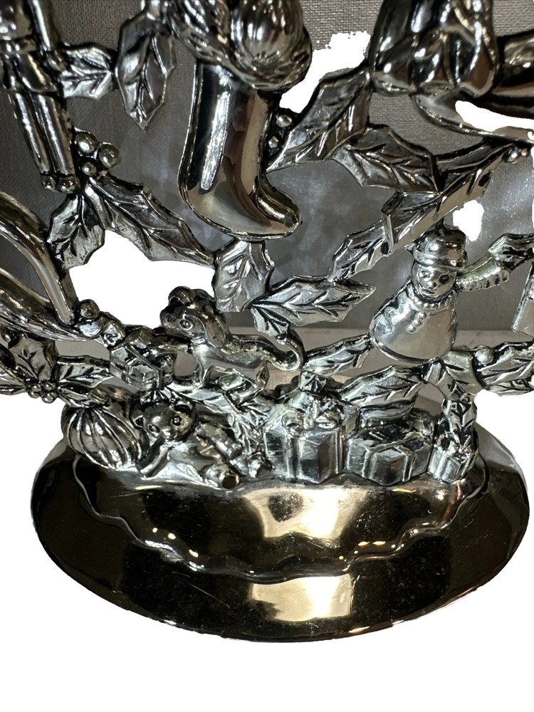 Vintage Godinger Silver Plate Christmas Tree Table Holiday Decor 11"
