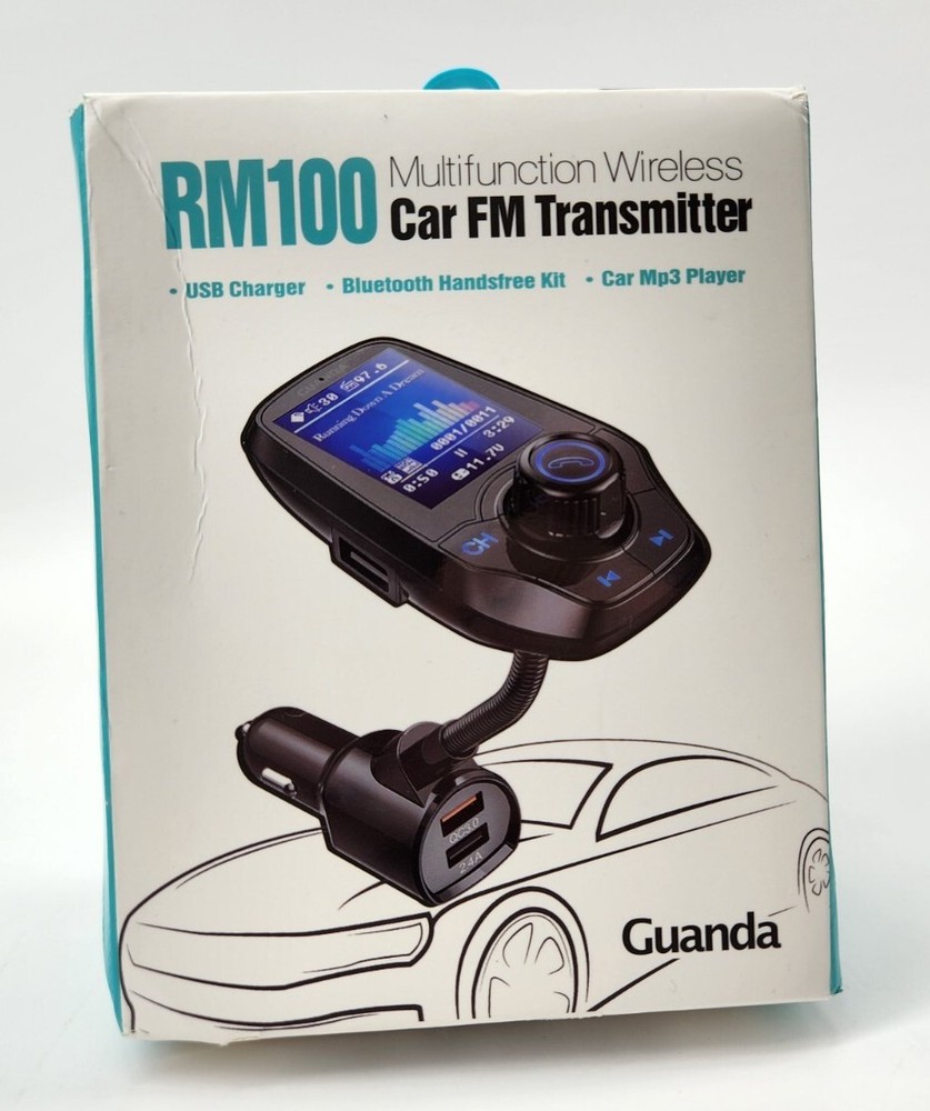 Bluetooth RM100 Multifunction Wireless Car FM Transmitter Kit- Black