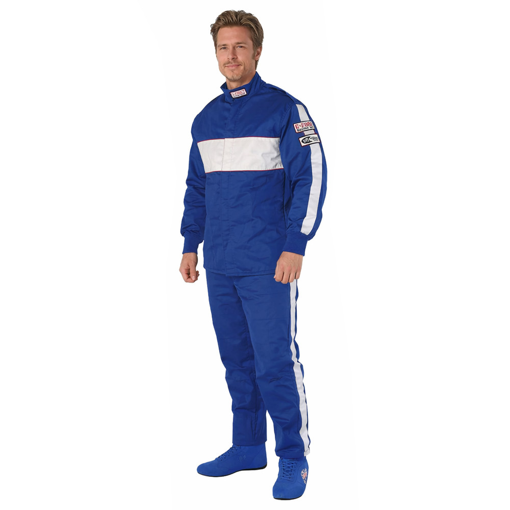 G-Force 105 Auto Racing Suit | Single Layer |  Large | Blue/White | SFI 3.2a/1