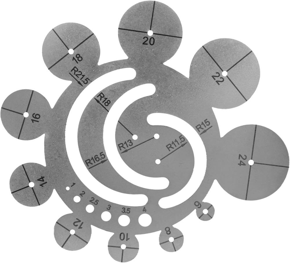 Leather Cutting Circle Template Round Ruler Precision Radius Tool for Sewing Cra