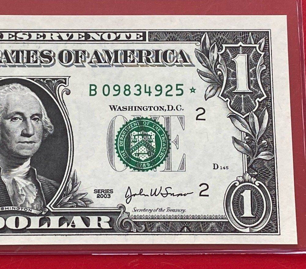 2003 Star note $1 DOLLAR BILL ( NEW YORK B ) ,UNCIRCULATED
