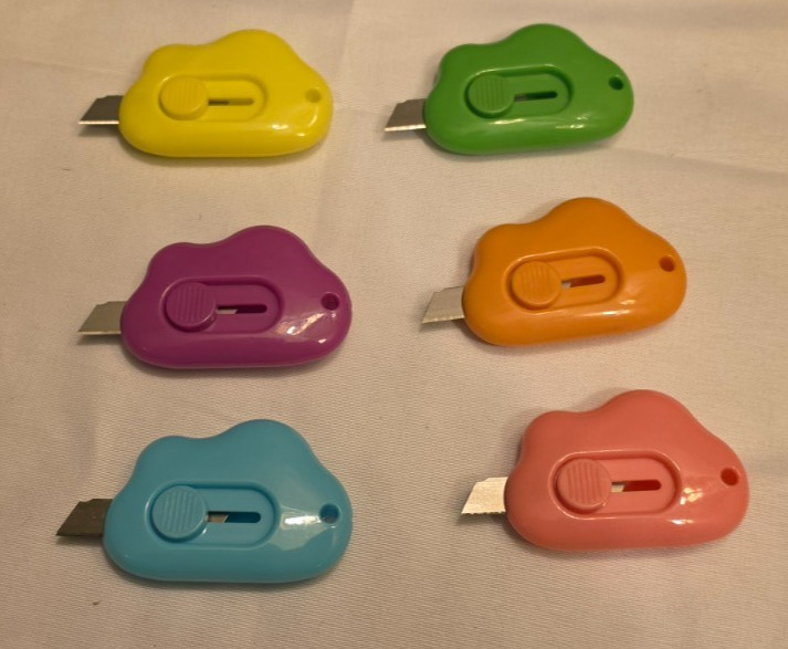Retractable Box Cutter, Package Opener (6 Pieces Cloud Mini Cutter)