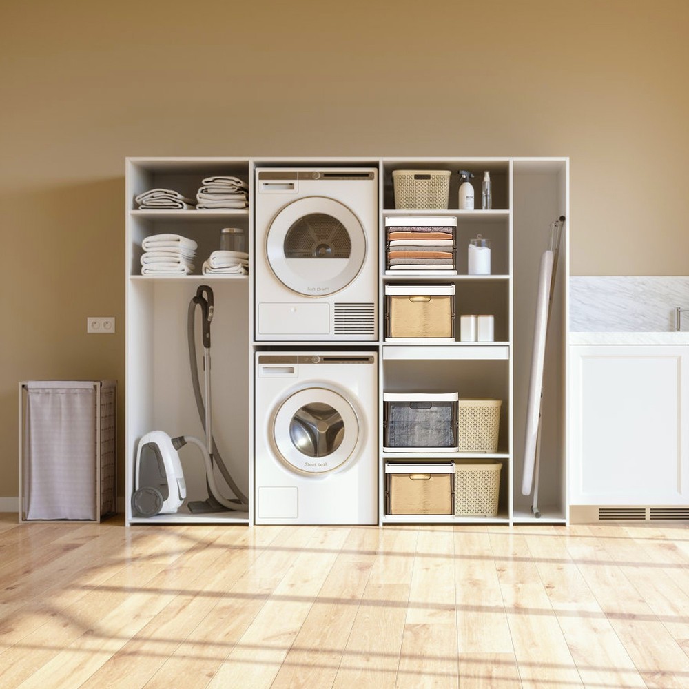 3 Pack Foldable Storage Bins with Lids Stackable Closet Organizer Plastic