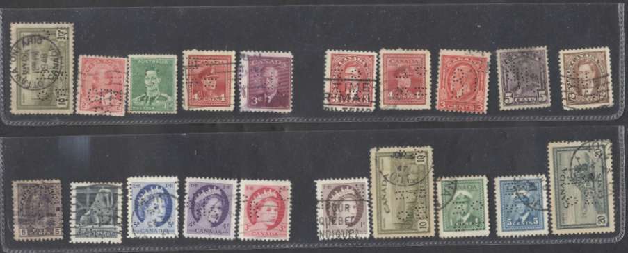 Canada x 20 Stamps Perfin Very Nice Lot