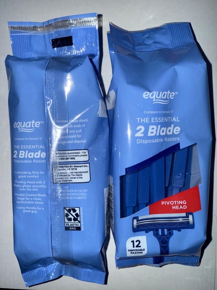 equate 2blade. 12 ct disposable razor (pack 2)