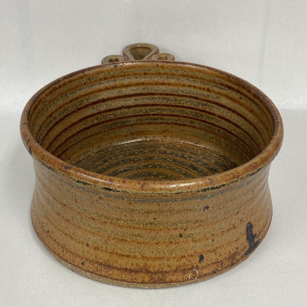 Studio Art Pottery Bowl Round Dish Signed Vtg Hand Crafted Planter Boho Decor