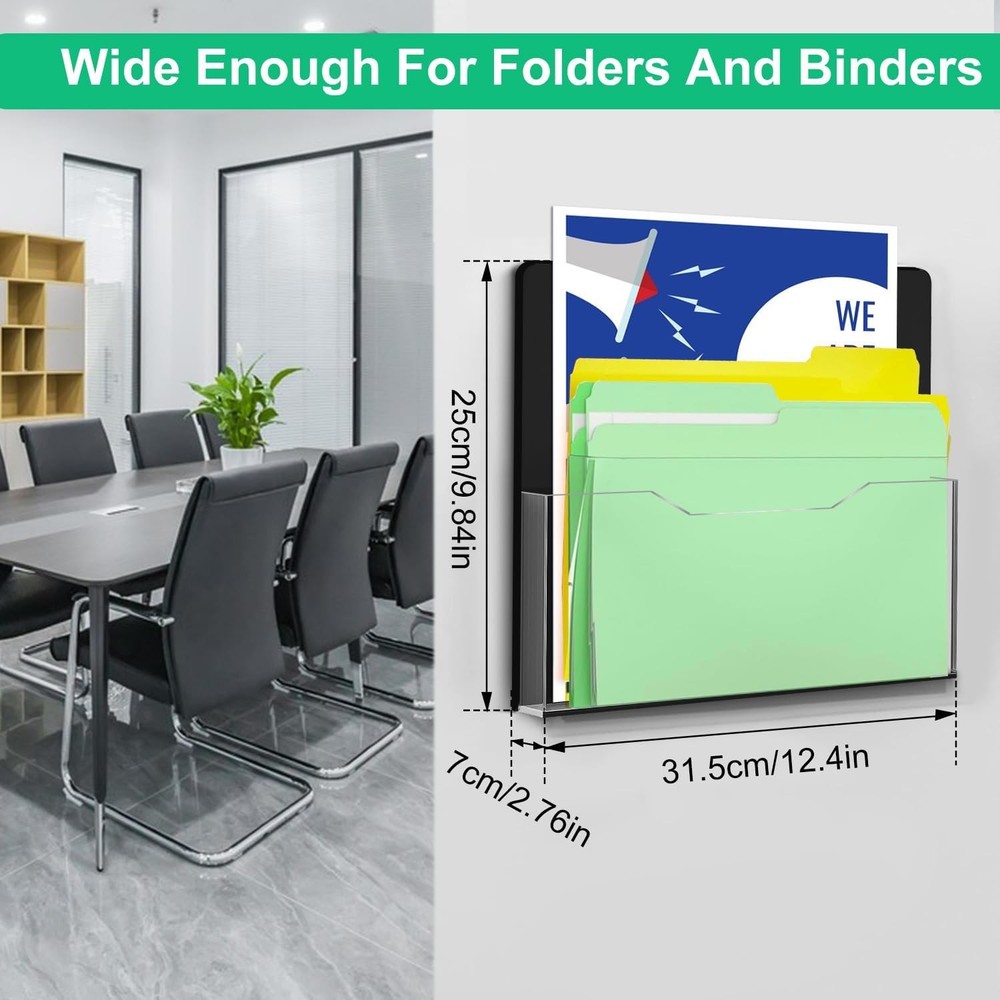 Folder Holder Letter Rack File Organizer 2Pack Magnetic Hanging Wall Mount