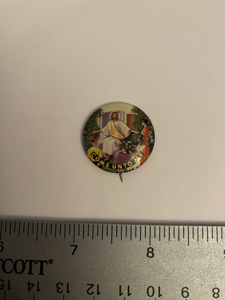 Religious Come Unto Me Pin Back Button P128