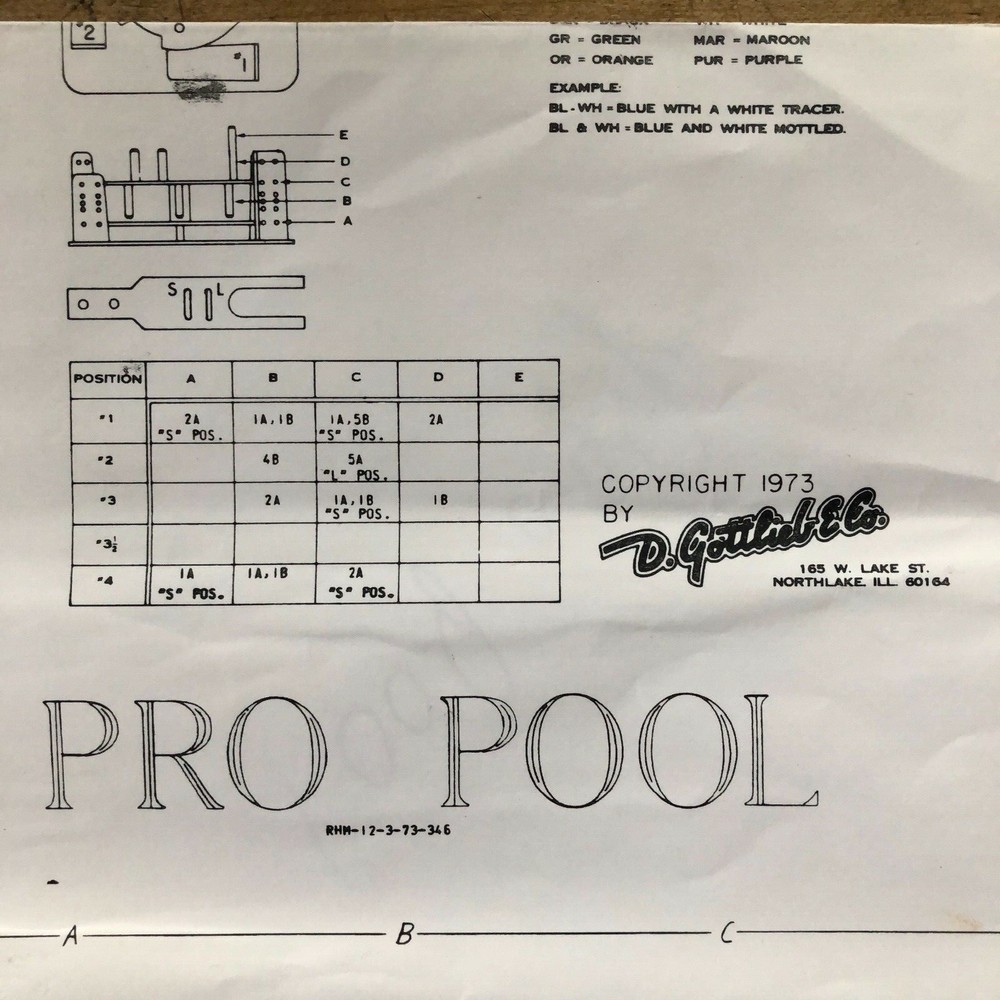 Gottlieb Pro Pool Pinball Machine Schematic