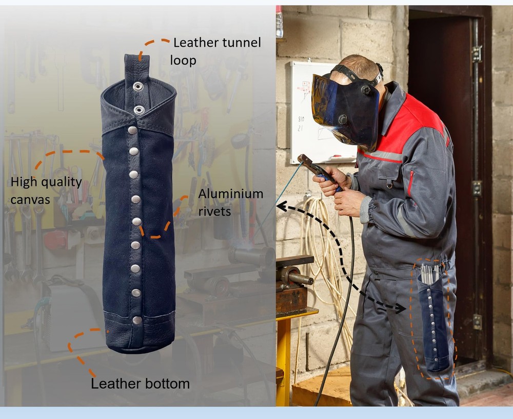 Canvas and Leather Welding Rod Bag,Canvas Holder Electrode...
