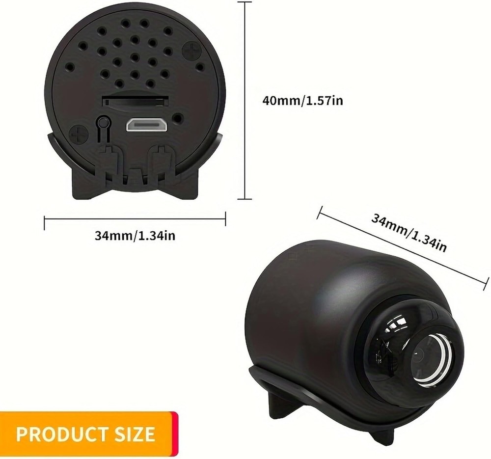 Smart Home Mini Camera - 160° Wide View, Night Vision, and Bluetooth Connection