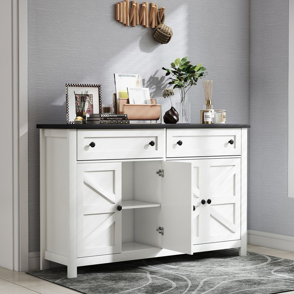 55.1in Sideboard Buffet Cabinet Kitchen Storage Sideboard With Drawers PEFE