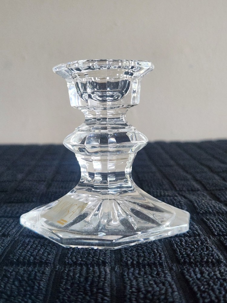 Single Light Candlestick Holder by Mikasa• Edinburgh Pattern • Blown Glass