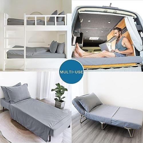 Cot Sheets 30" x 75" x 9", 4 Piece Cot Sheet Set (2 Pack), Cot (2 Pack) Grey