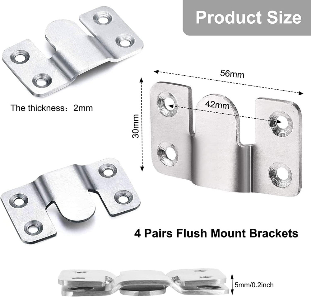 Flush Mount Bracket, Headboard Wall Mounting Brackets-56 X 30Mm Interlocking Han