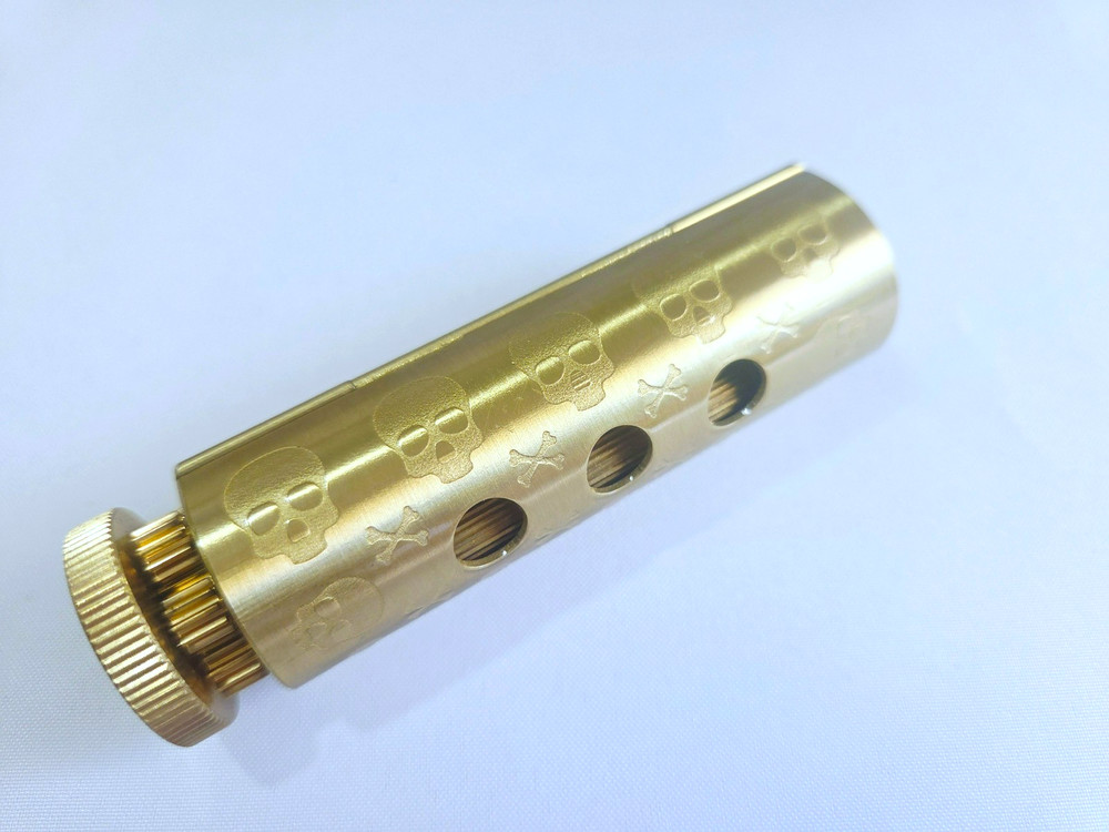Solid Brass Cigarette Roller Kit, Skull Crossbones Design 70mm w/ Tray