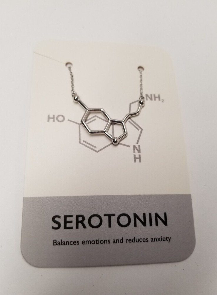 Neurotransmitter Serotonin Molecule Pendant Sterling Silver Science Necklace