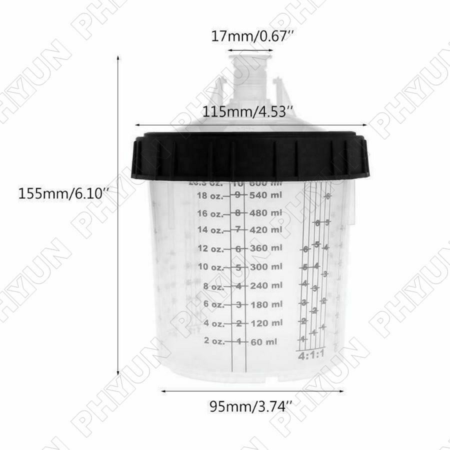 600ML Disposable Cup w/M16x2 External Thread Connector For Adapter Spray Gun