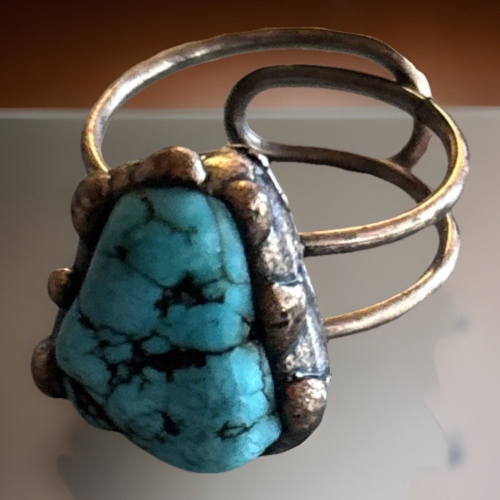Turquoise Ring Adjustable Copper - IRREGULAR CUT NATURAL