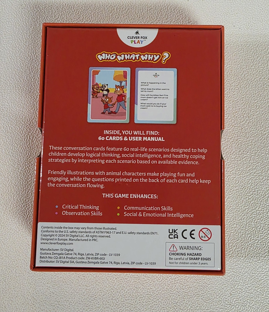 Who What Why Conversation Cards for Kids Develop Logic & Social Intelligence 4+