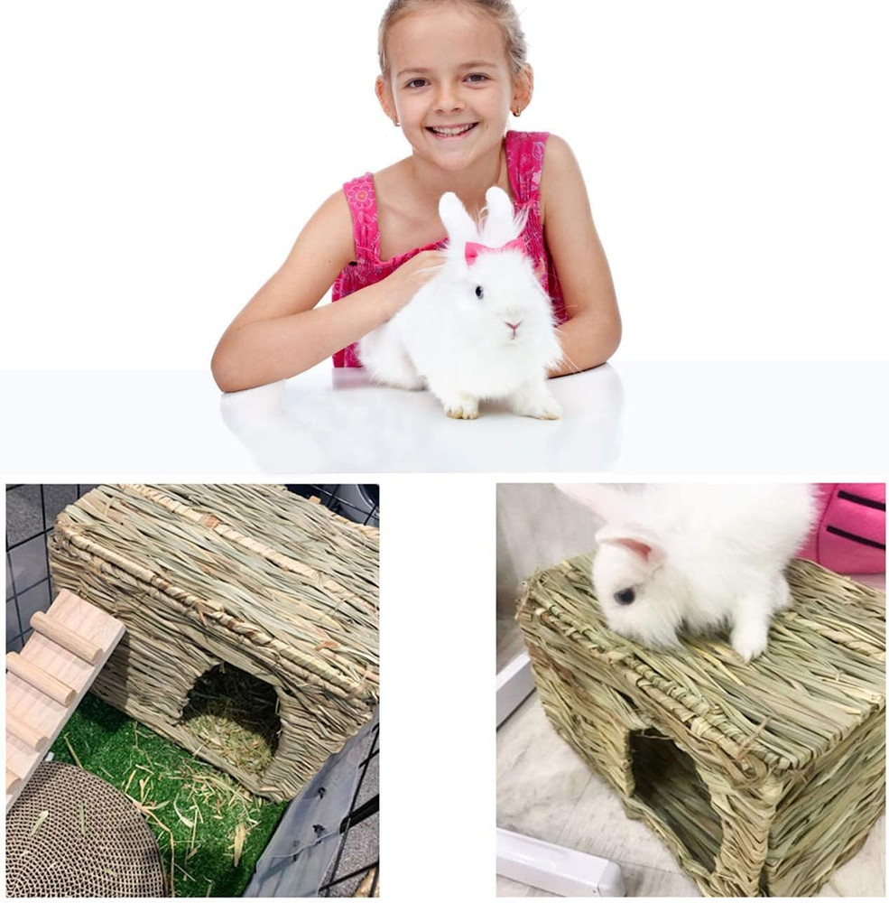 Extra Large Grass House for Rabbit, Foldable & Comfortable - Small Animal Hut...