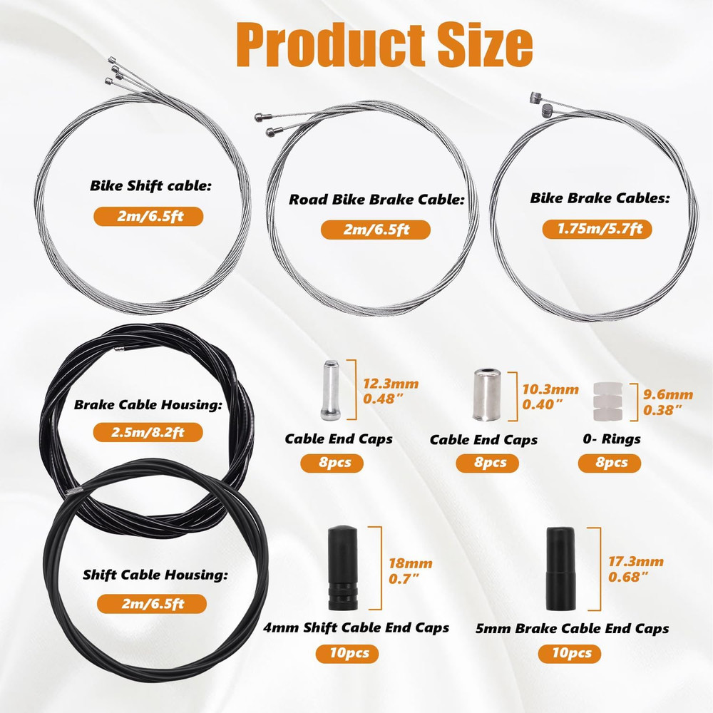 Mannk Universal Bicycle Cable Kit - Shift & Brake Cable Housing with End Caps &